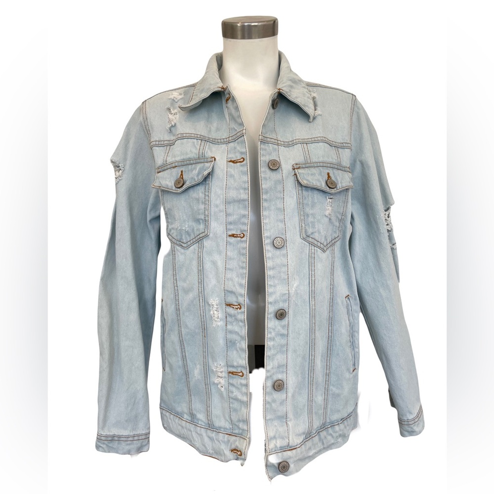 Iris Basic & Contemporary Distressed Jean Jacket … - image 1